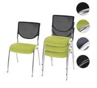 Mendler Lot de 4 chaises de conférence T401 empilable siège Vert Pieds chromés
