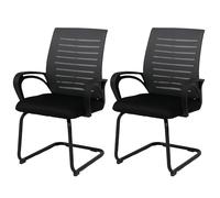 Mendler Lot de 2 chaises de conférence HWC-K51, Gris, piètement Noir