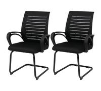 Mendler Lot de 2 chaises de conférence HWC-K51, Noires, piètement Noir