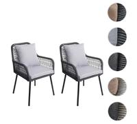 Mendler Lot de 2 chaises de jardin HWC-O12 – tressé Rope, rembourrées, anthracite, housse grise
