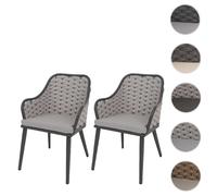 lot de 2 chaises de jardin en aluminium HWC-O16, Outdoor Chair, Olefin (200 g/m²) Seilgeflecht Rope ~ gris clair Coussin gris clair