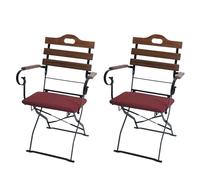 Mendler Lot de 2 chaises de Jardin HWC-J40 Marron Clair, Coussins Rouges