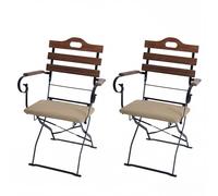 Mendler Lot de 2 chaises de Jardin HWC-J40 Marron Clair, Rembourrage Couleur Sable