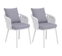 Mendler Lot de 2 chaises de Salle à Manger en Aluminium HWC-P89 Gris Clair