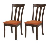 Mendler Lot de 2 chaises de Salle à Manger HWC-G46 en Bois Massif piètement foncé, Orange