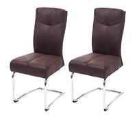 Mendler Lot de 2 chaises de Salle à Manger HWC-G56, Chaise de Cuisine Cantilever, Textile Aspect Daim - Marron
