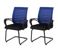 Lot de 2 chaises de salle à manger HWC-K51, chaise avec accoudoirs, tissu/textile (250 g/m²) MVG bleu, structure noire