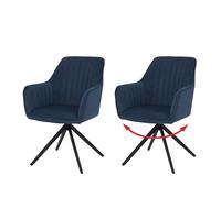 Mendler Lot de 2 chaises de Salle à Manger HWC-L79 Bleues