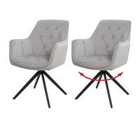 Mendler - Lot de 2 chaises de salle à manger HWC-L80 - pivotantes, métal, tissu gris clair, H. 87 cm