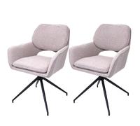 Mendler Lot de 2 chaises de salle à manger HWC-N74 MVG - tissu bouclé Oeko-Tex, pivotantes, beige