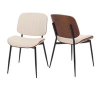 Mendler Lot de 2 chaises de Salle à Manger HWC-O44 Aspect Noyer, Blanc