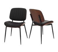 Mendler Lot de 2 chaises de Salle à Manger HWC-O44 MVG Aspect Noyer, Noir