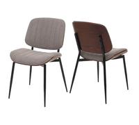 Mendler Lot de 2 chaises de Salle à Manger HWC-O44 Öko-Tex MVG Aspect Noyer, Gris Clair