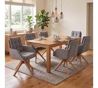 Lot de 2 chaises de salle à manger HWC-Q36, pivotantes, chenille, bois, gris