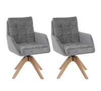 Mendler Lot de 2 chaises de Salle à Manger HWC-Q36, pivotantes, Chenille, Bois, Gris