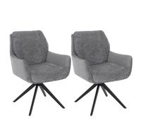 Mendler Lot de 2 chaises de Salle à Manger HWC-Q37, Chaise de Cuisine pivotante avec Retour Automatique, Tissu (680 g/m²) Chenille certifié Oeko-Tex, Structure métallique MVG - Gris