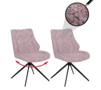 Mendler Lot de 2 chaises HWC-O48, pivotantes avec Retour Automatique Chenille - Rose