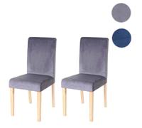 2x chaise de séjour Littau, fauteuil, velours tissu gris, pieds clairs