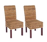 Mendler - Lot de 2 chaises M69 - Banane tressée, pieds marrons