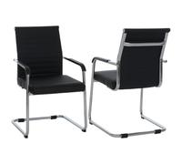 Mendler Lot de 2 chaises visiteurs HWC-Q85, chaises de conférence à piètement Luge, métal et Similicuir 280 g/m² - Noir