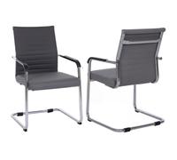 Mendler Lot de 2 chaises visiteurs HWC-Q85, chaises de conférence Gris