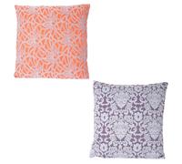 Mendler Lot de 2 coussins baroques fleurs - 45x45 cm - Multicolore