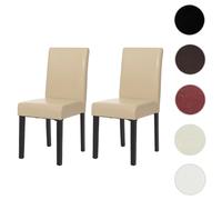 Lot de 2 chaises de séjour Littau simili-cuir, crème, pieds foncés