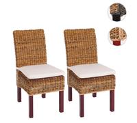 Lot De 2 Chaises M69, Banane Tressée Pieds Marrons, Avec Coussins Multicolore