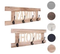 Mendler Lot de 2 portemanteaux muraux - Brun naturel