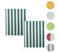 Mendler Lot de 2 Stores à enroulement 100 x 160 cm - Vert/Blanc