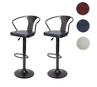 Mendler Lot de 2 tabourets de bar avec accoudoirs - Gris