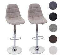 Mendler – Lot de 2 tabourets de bar HWC-A67, gris crème, textile