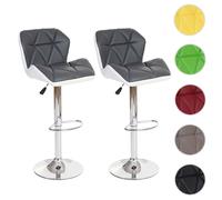 Mendler 2X Tabouret de Bar Hamilton, Chaise de comptoir, Bois, Similicuir, Rotatif - Gris