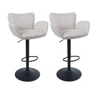 Mendler Lot de 2 tabourets de Bar HWC-M67 Pied Noir, Assise crème
