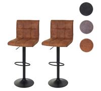 Mendler Lot de 2 tabourets de bar - Marron clair