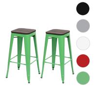 Mendler 2X Tabouret de Bar HWC-A73 empilable Vert