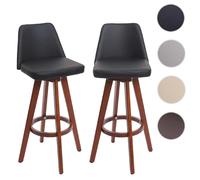 Lot de 2 tabourets de bar HWC-C43, chaise de bar tabouret de comptoir, bois similicuir pivotant noir
