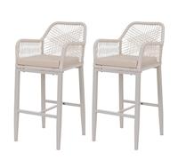 Mendler Lot de 2 tabourets de Bar Rope HWC-P91 crème