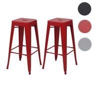 Mendler Lot de 2 tabourets de bar - Rouge