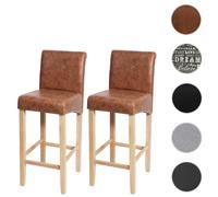 Mendler Lot de 2 tabourets de bar similicuir - Marron
