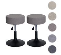Mendler Lot de 2 tabourets tissu bouclé - Taupe
