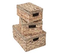 Mendler Lot de 3 boîtes de rangement métal - Marron