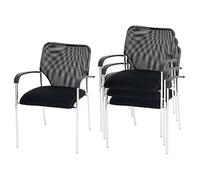 Mendler Chaises de conférence Tulsa – Lot de 4 empilables, siège en tissu noir, dossier noir