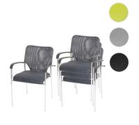 Lot de 4 chaises de conférence / visiteur Tulsa, empilable, tissu siège gris, dossier gris