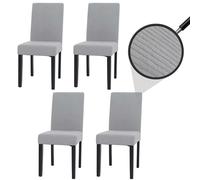 Mendler Lot de 4 chaises de Salle à Manger Littau Cordon de Bois Gris Clair, Pieds foncés