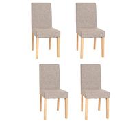 Mendler – Lot de 4 chaises de séjour Littau – Tissu gris, pieds clairs