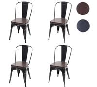 Mendler – Lot de 4 chaises salle à manger HWC-H10e, métal, similicuir Chesterfield, noir-marron