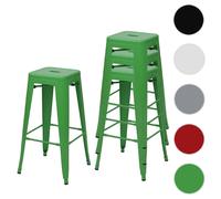 4x Tabouret de bar HWC-A73, pour comptoir, métal, style industriel, empilable vert