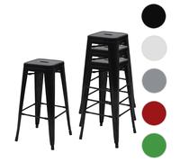4x tabouret de bar HWC-A73, chaise de comptoir, métal, empilable, design industriel noir