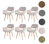 6x chaise de salle à manger Altena II, fauteuil tissu, crème/gris Gris G